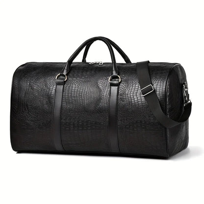 Large Capacity Retro Crocodile-Textured Travel Duffel Bag - Durable Unisex Vacation Luggage, Versatile Gift for Men & Women